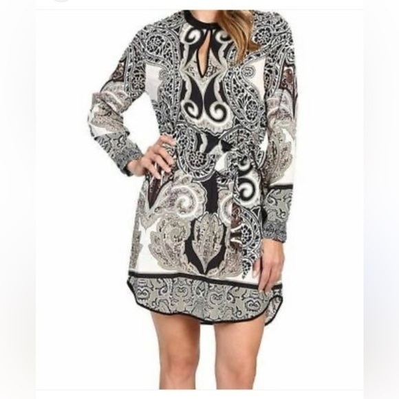 Hale Bob Black and White Printed Dress size Large Throughout The Looking Glass - Picture 1 of 13